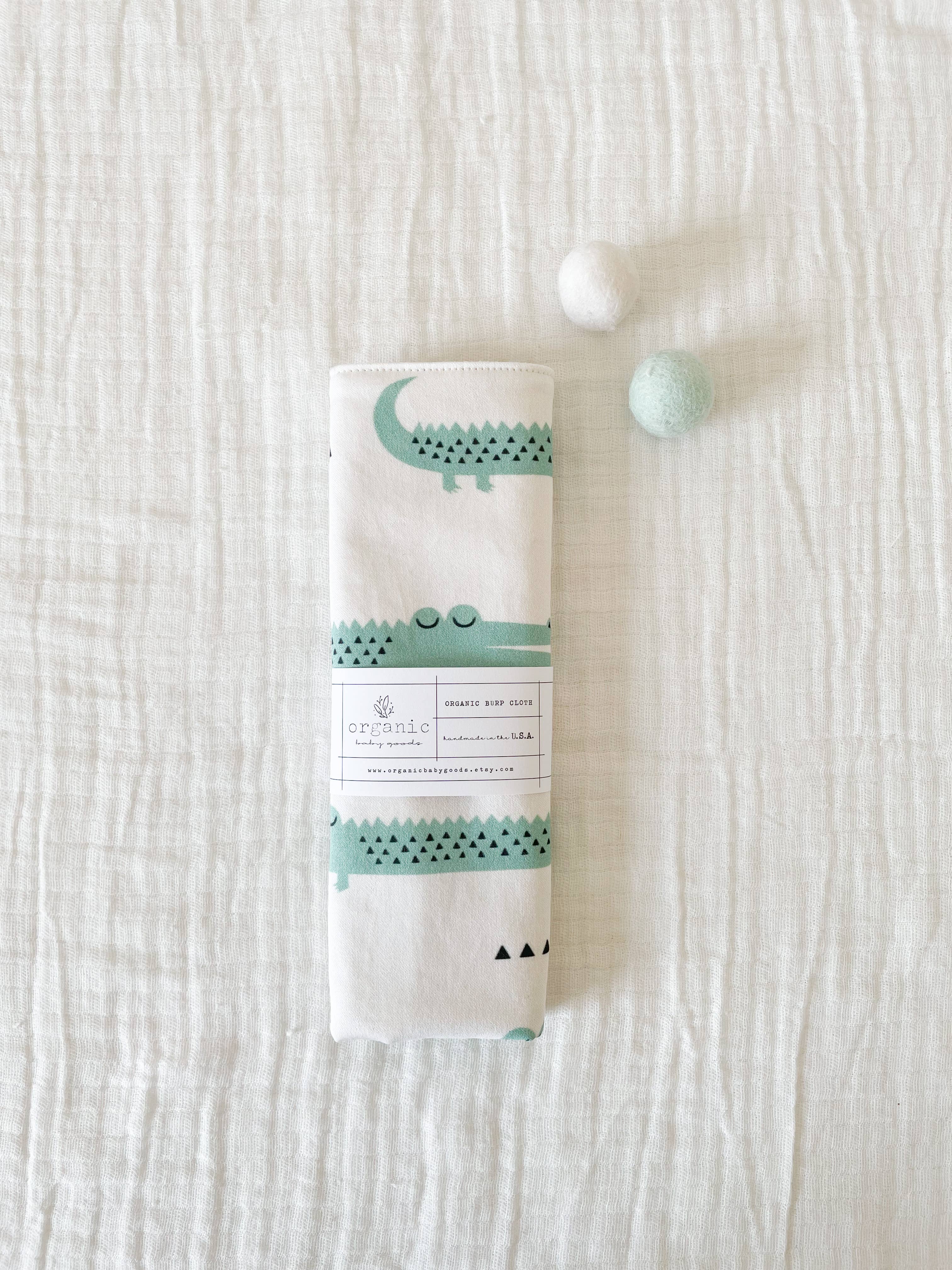 Organic Crocodile Burp Cloth