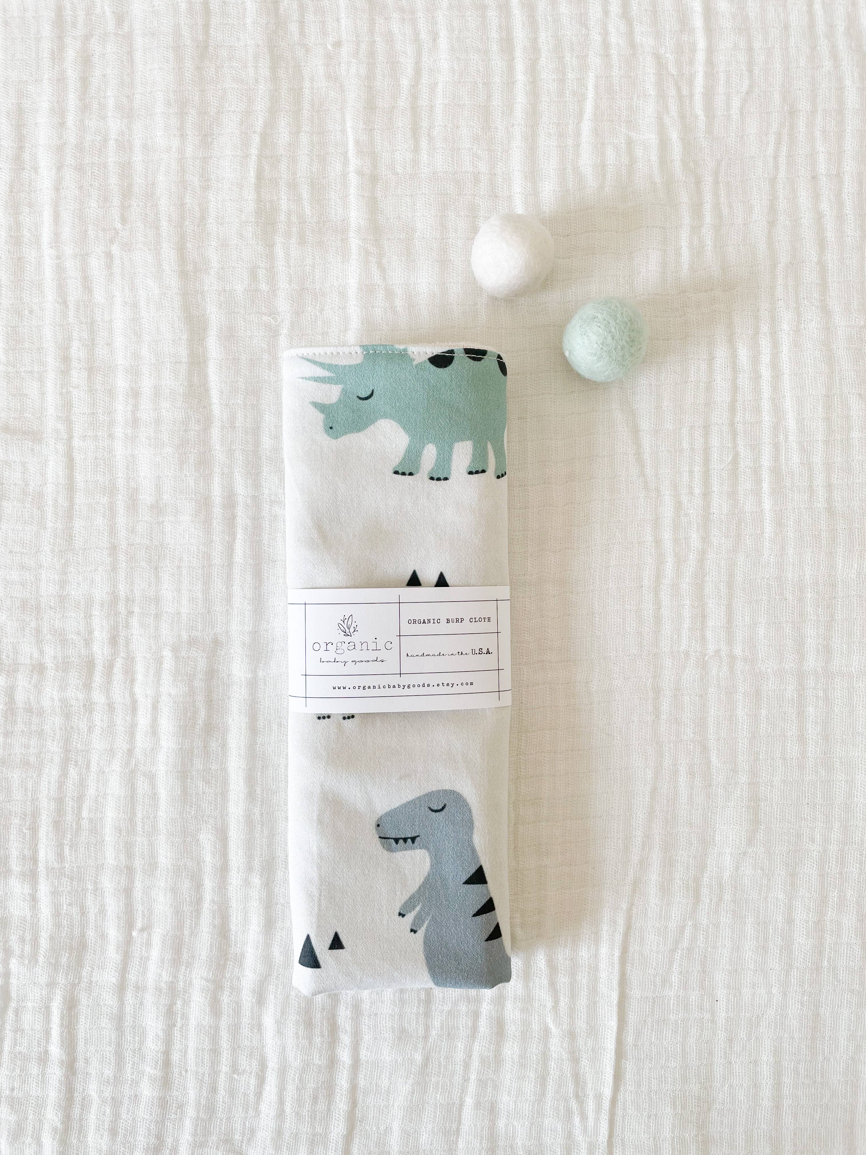 Organic Dinosaur Burp Cloth