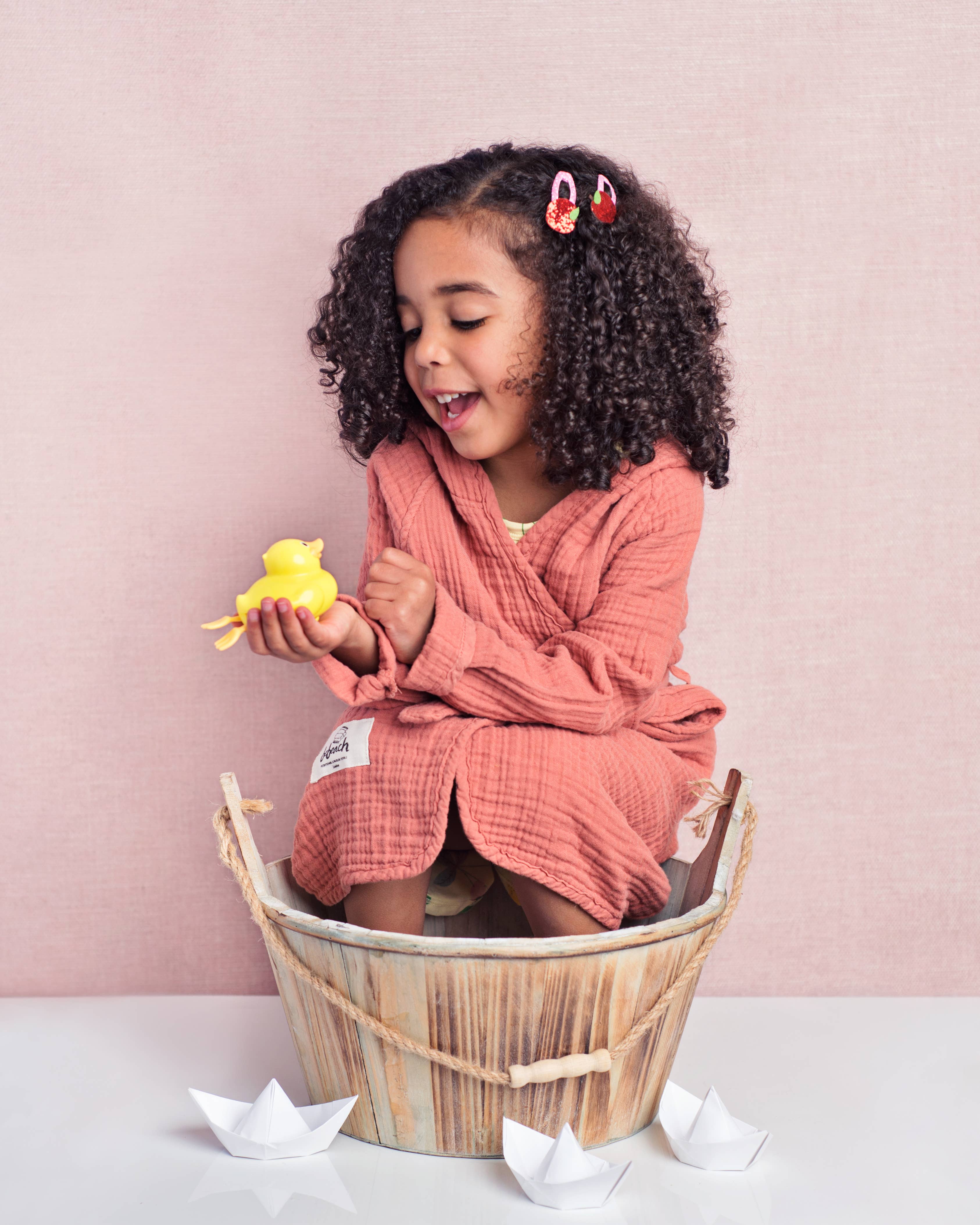 Terracott Cotton Muslin Beach Robe for Kids