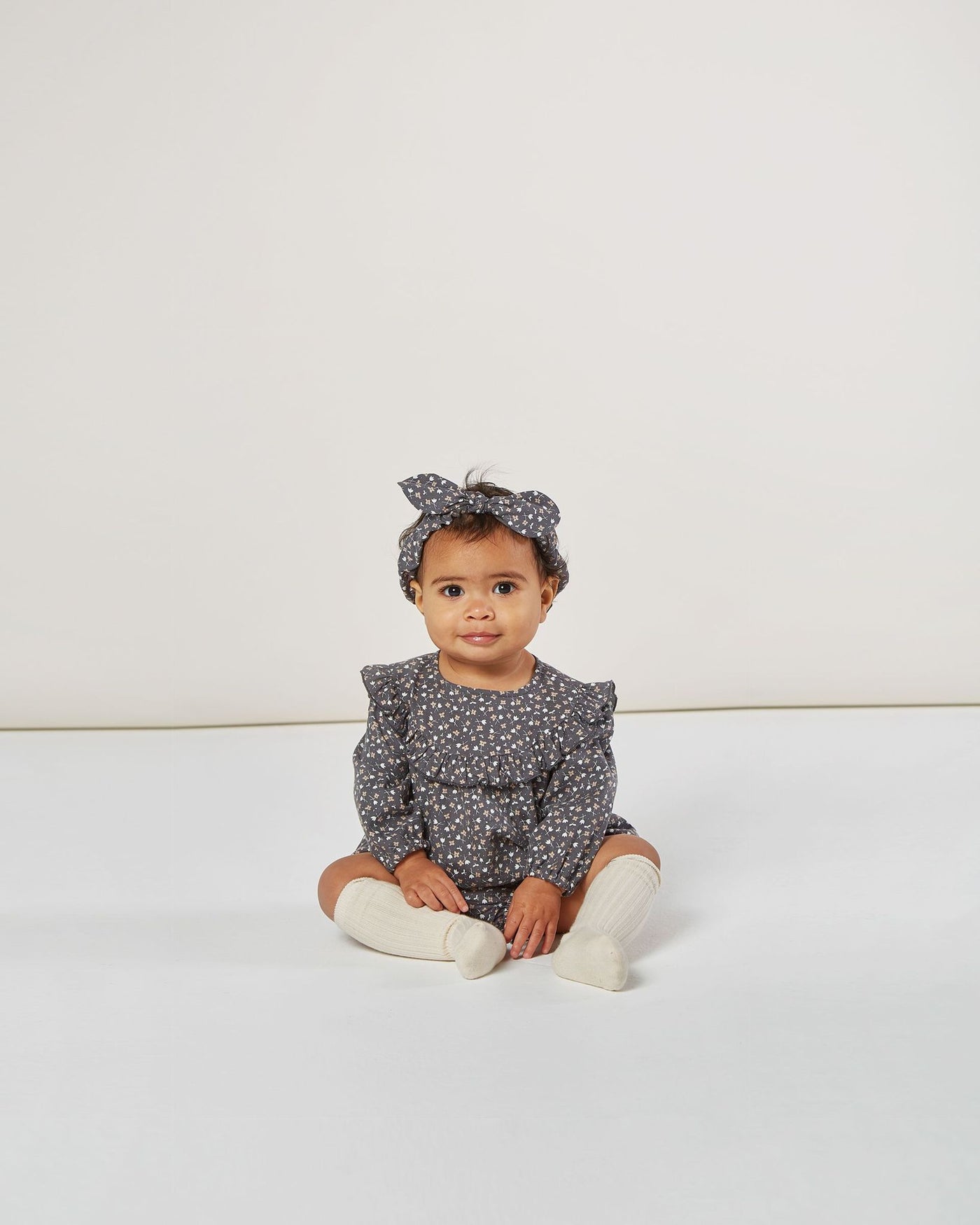 Baby Bow Headband - Washed Indigo