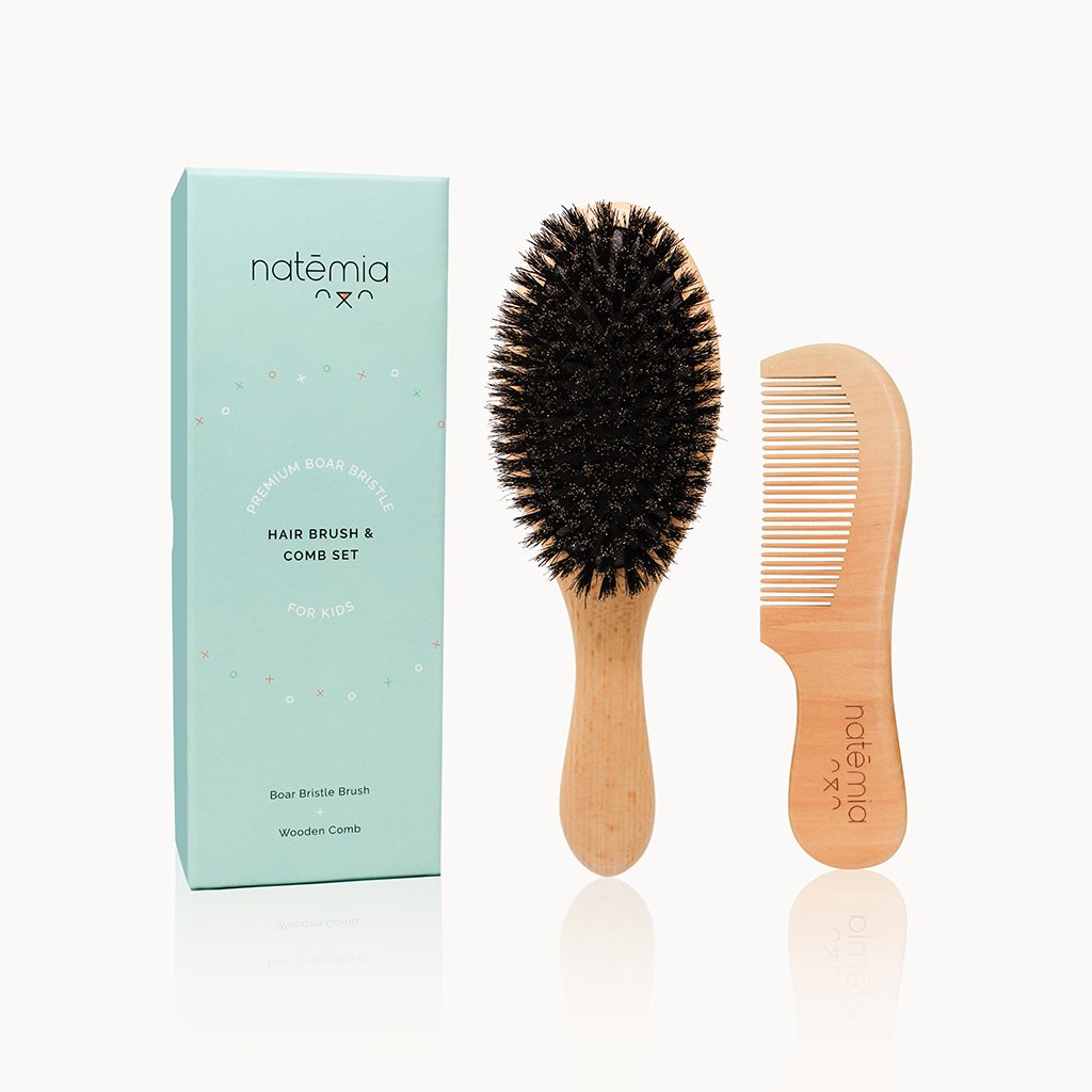 Wooden Boar Bristles Hair Brush Set