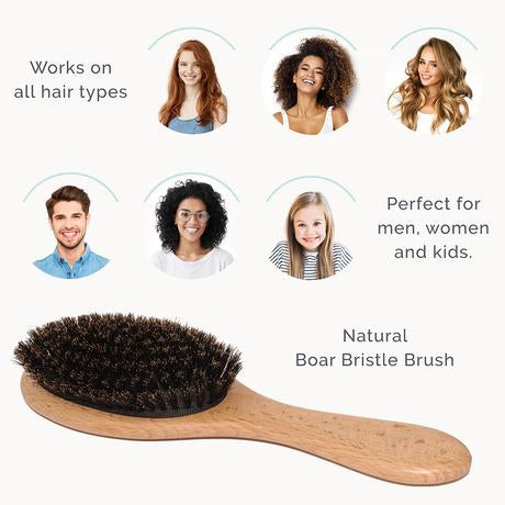 Wooden Boar Bristles Hair Brush Set