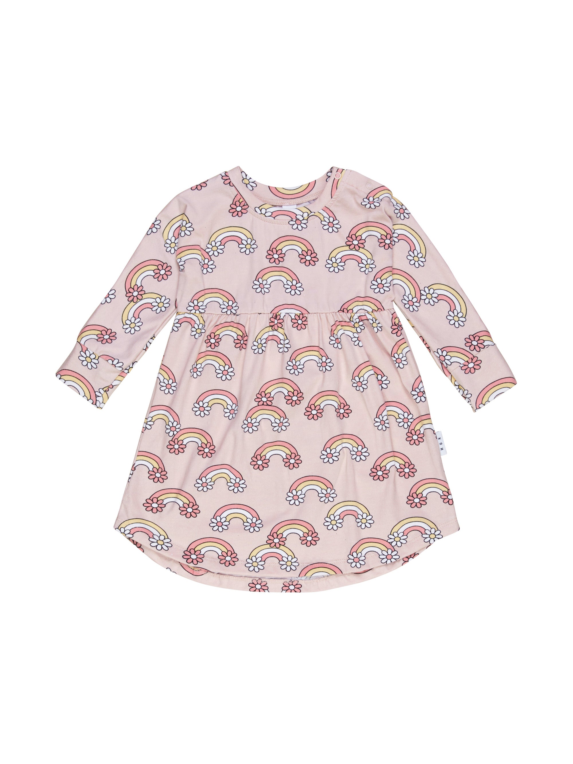 Daisy Rainbow Long Sleeve Swirl Dress
