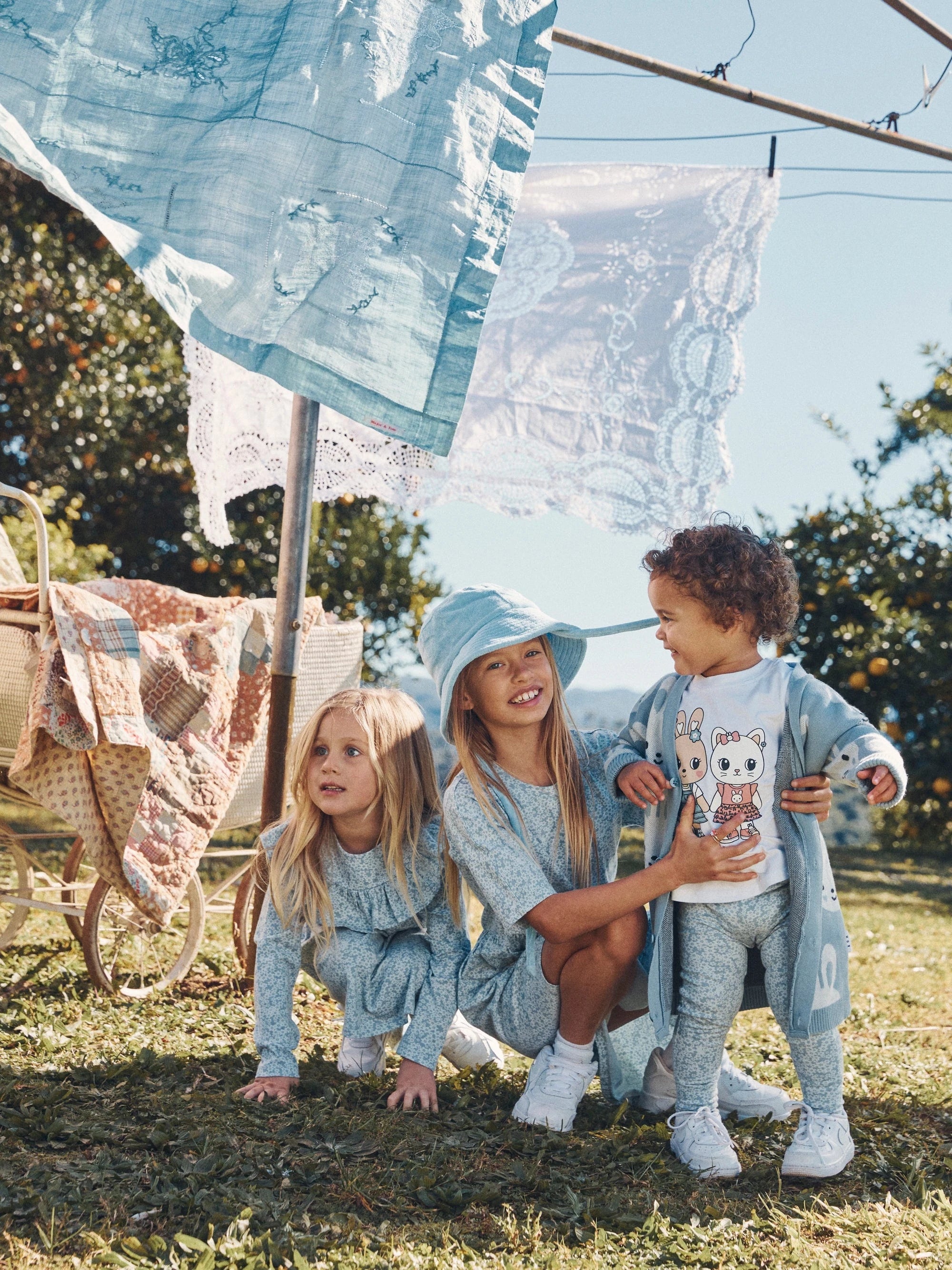 Bunny Knit Cardi - Dusty Blue