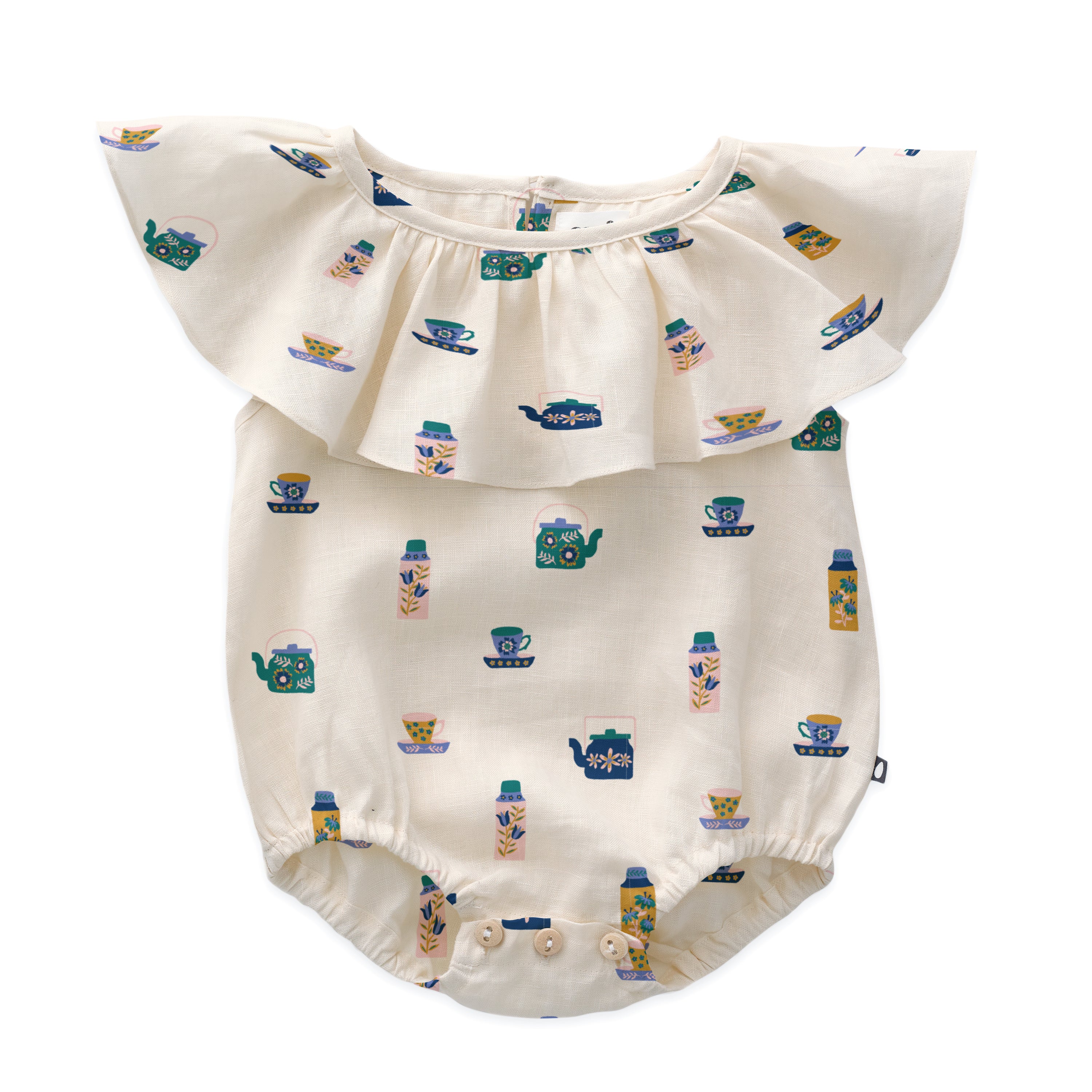 Ruffle Collar Romper - Gardenia