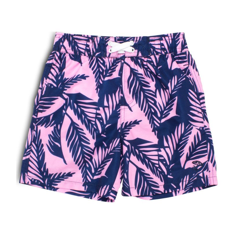 Swim Trunks Pink - Leaf Print
