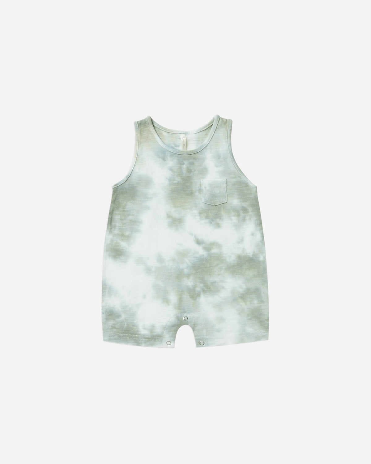 Sleeveless Romper, Aqua Tie Dye