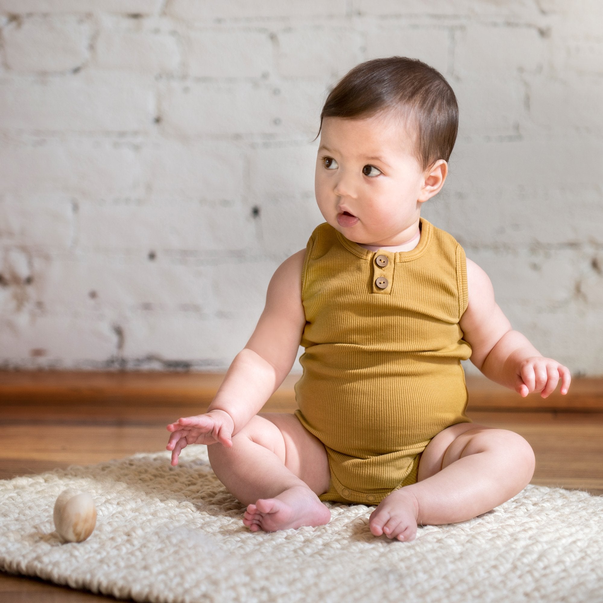Organic Vintage Bodysuit S/L Ochre