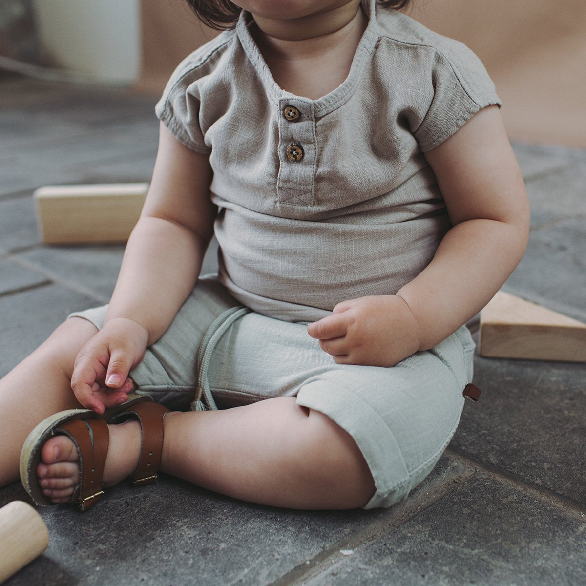 Organic Gauze Boxy Tee - Sand