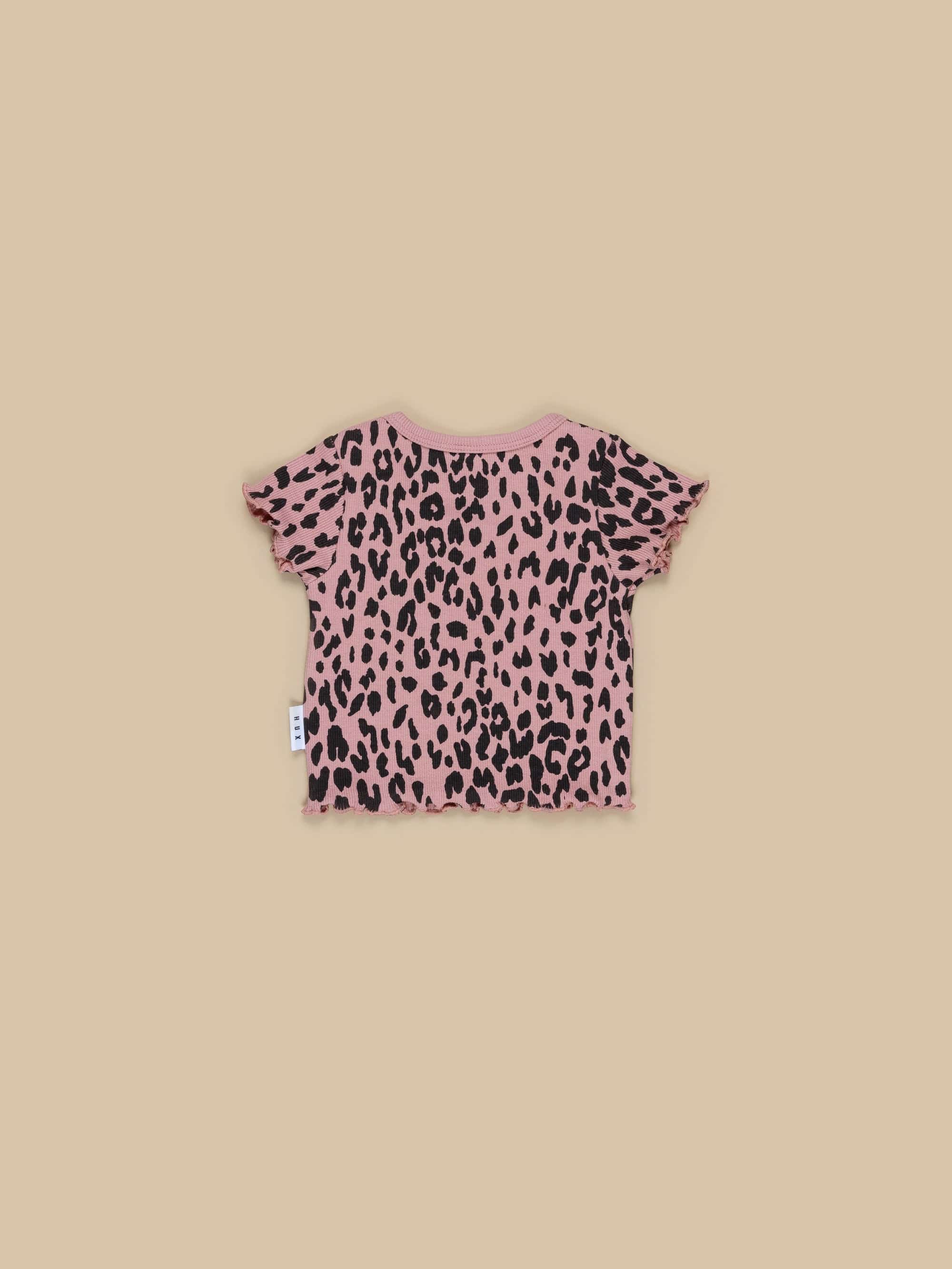 Leopard Rib Tee - Dusty Rose