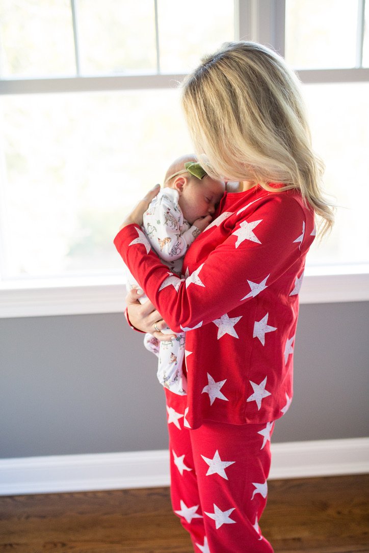 White Star Pajama Set for Mom - Red