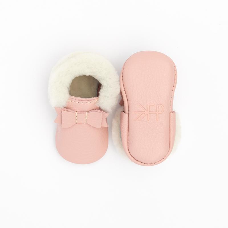 Shearling Bow Moccasin - Blush