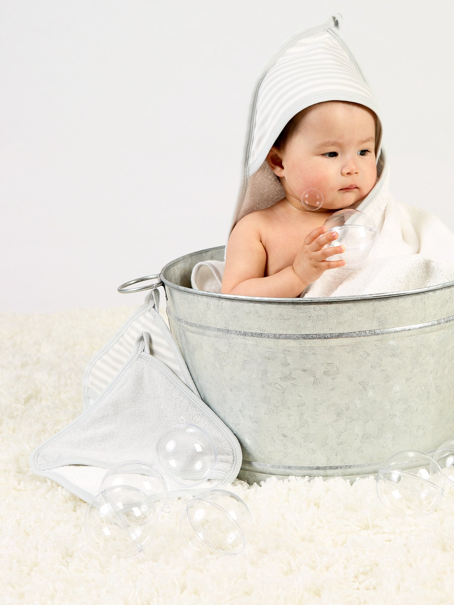 Wash Mitt Set - Gray Stripe