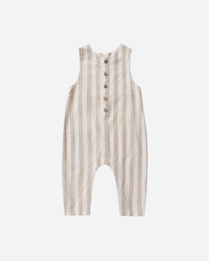 button jumpsuit, grey stripe
