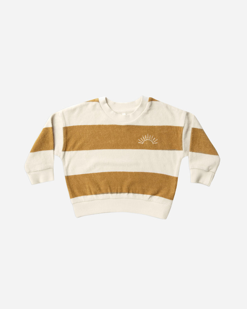 terry crewneck, gold stripe