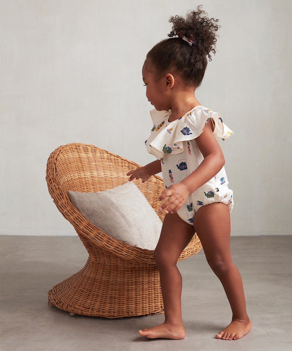 Ruffle Collar Romper - Gardenia