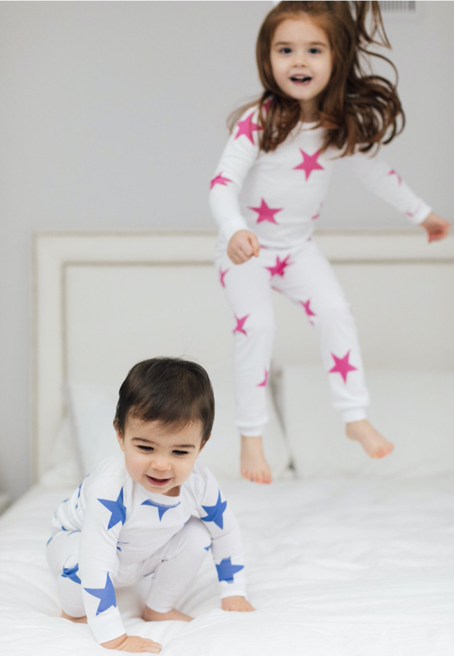 Bold Star Pima Pajama Set - Navy