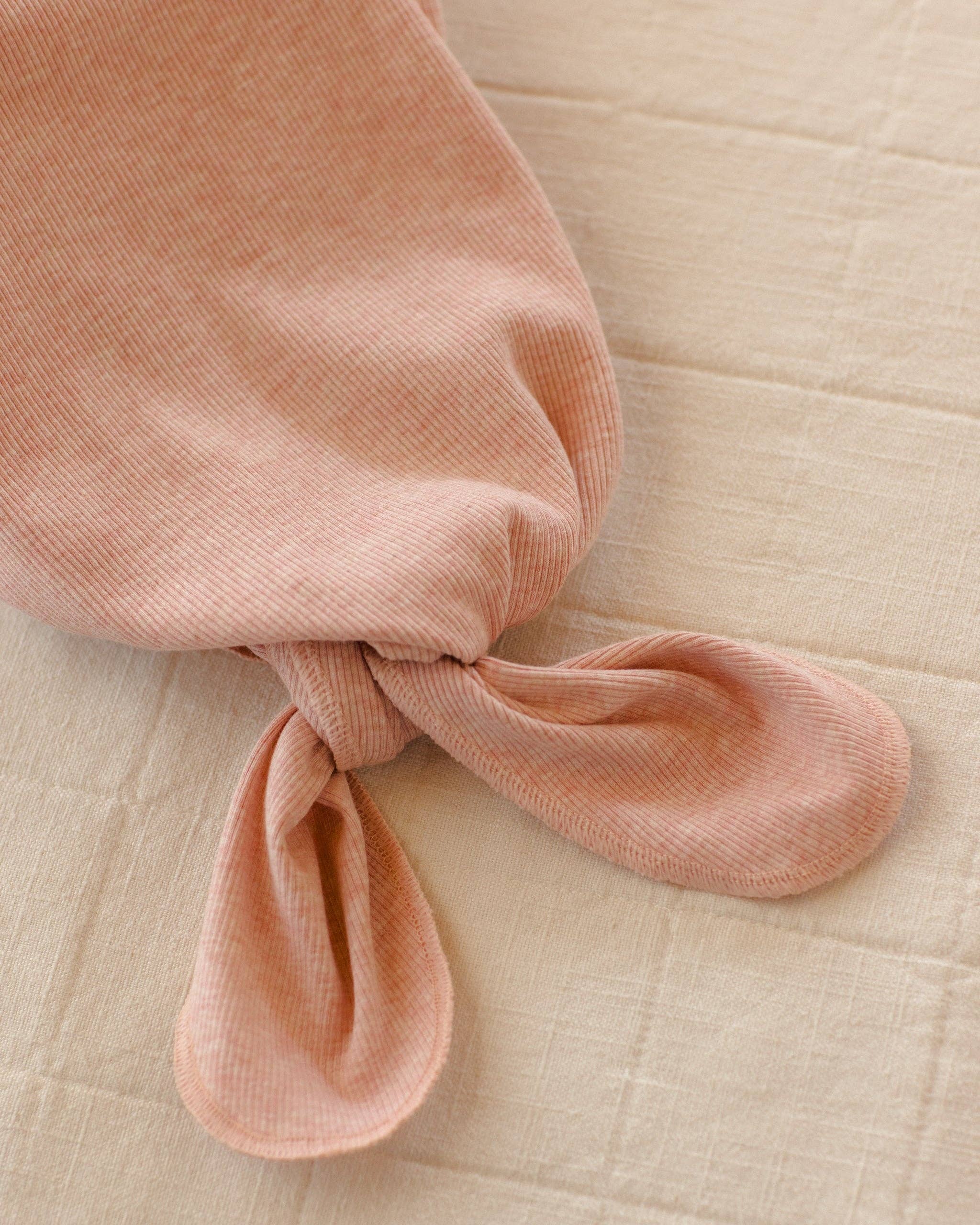 Knotted Baby Gown + Hat - Rose