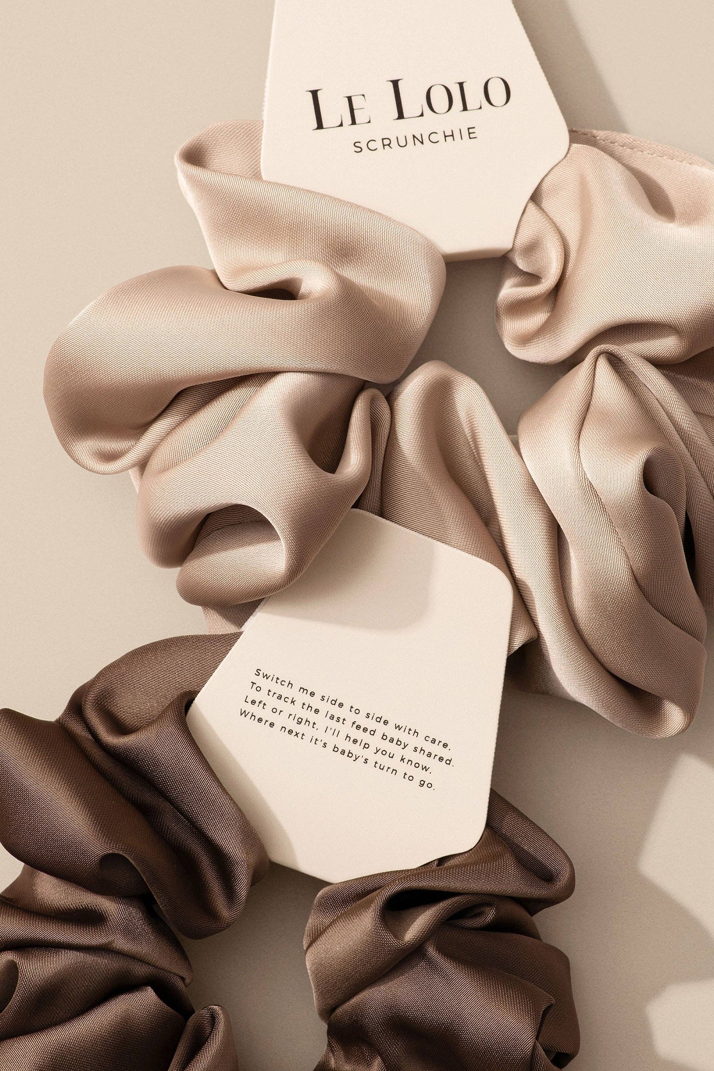 Breastfeeding Reminder Scrunchie | Postpartum, New Mom, Baby: Brown