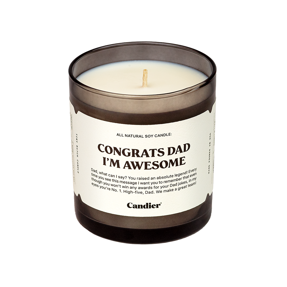 Congrats, Dad! Soy Wax Long Lasting Warm Jar/Filled Candle