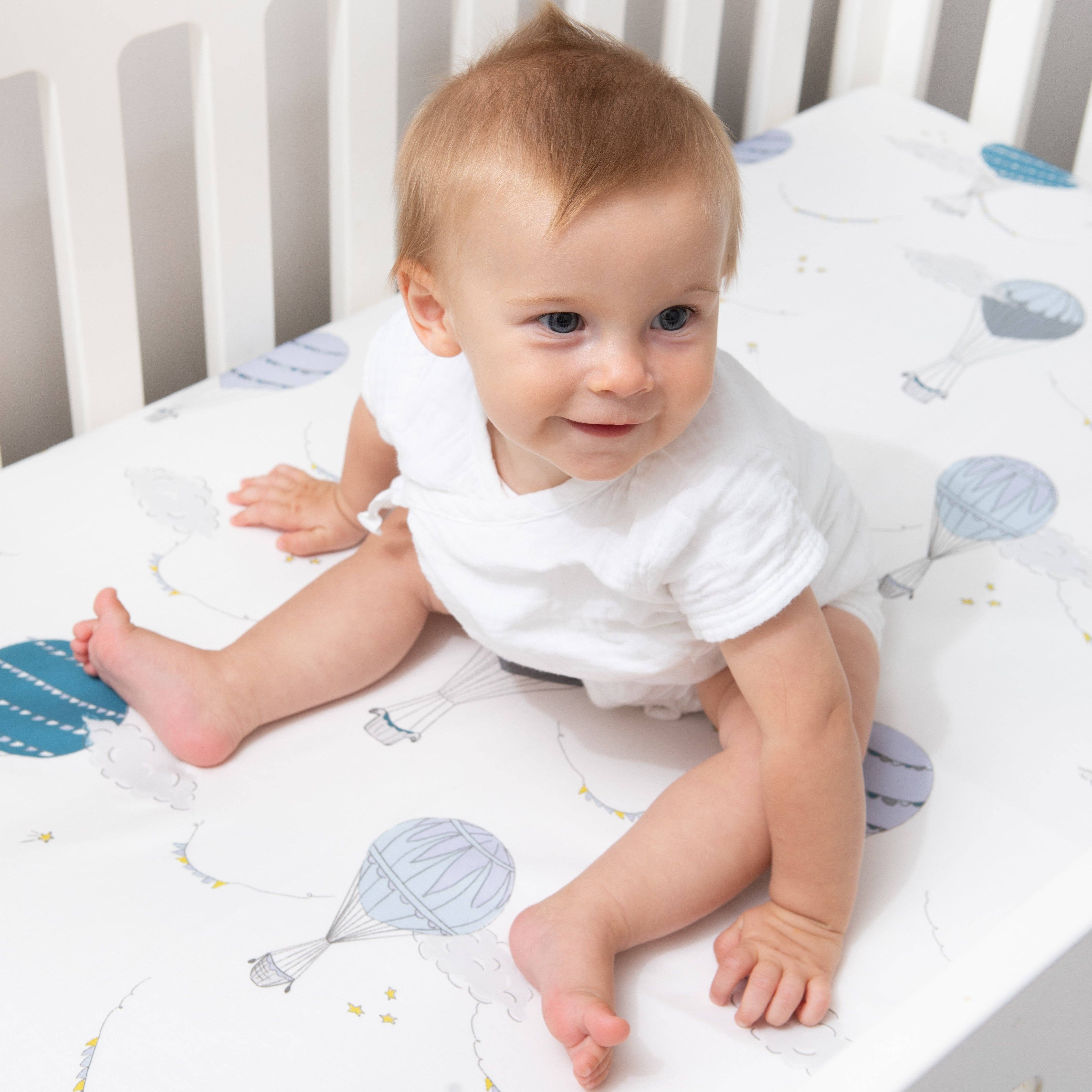 Touch The Sky Crib Sheet - Blue