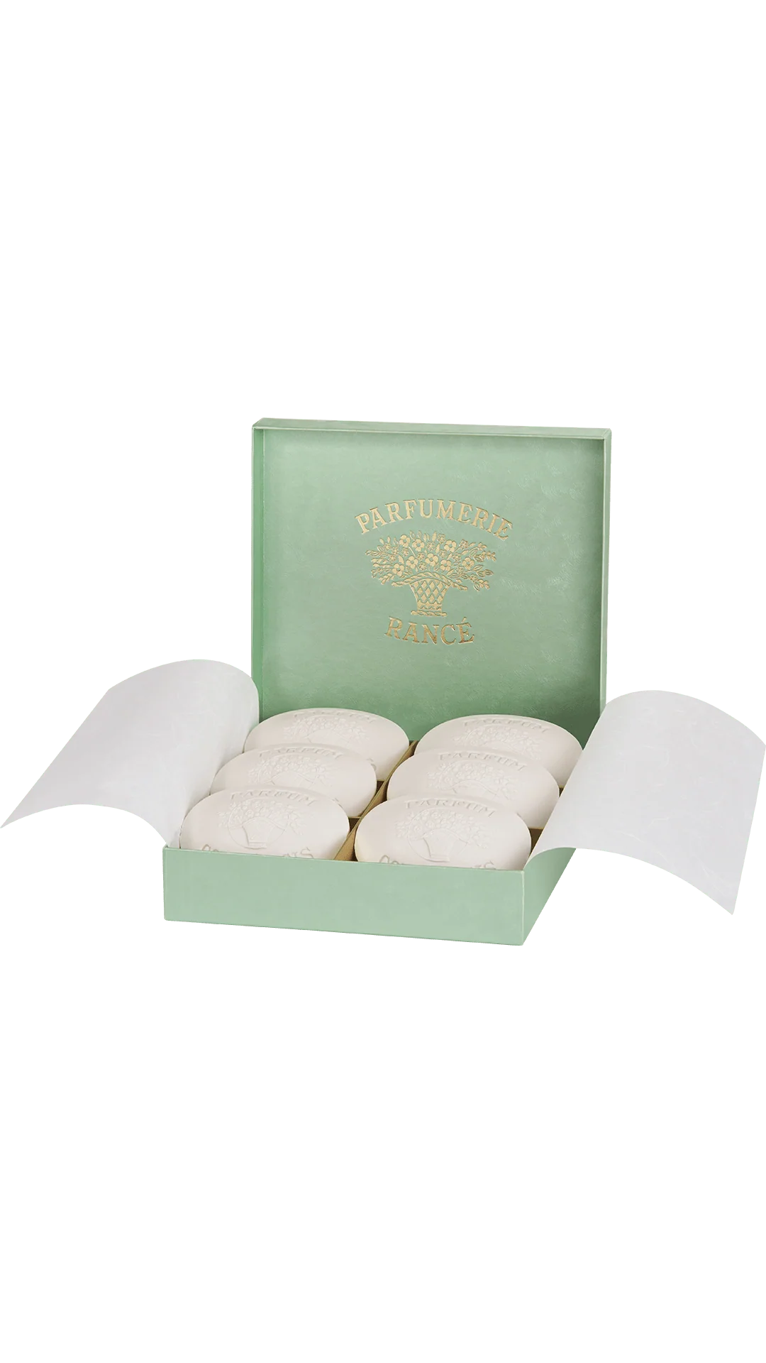 Corylopsis Perfumed Soap by Rancé, six bars in an open presentation box