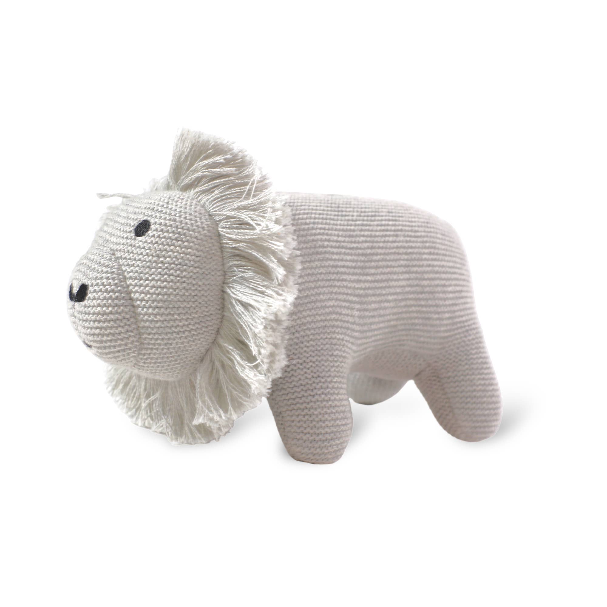 Lion Knit Stuffed Animal Soft Baby Toy (Organic Cotton): Natural Heather