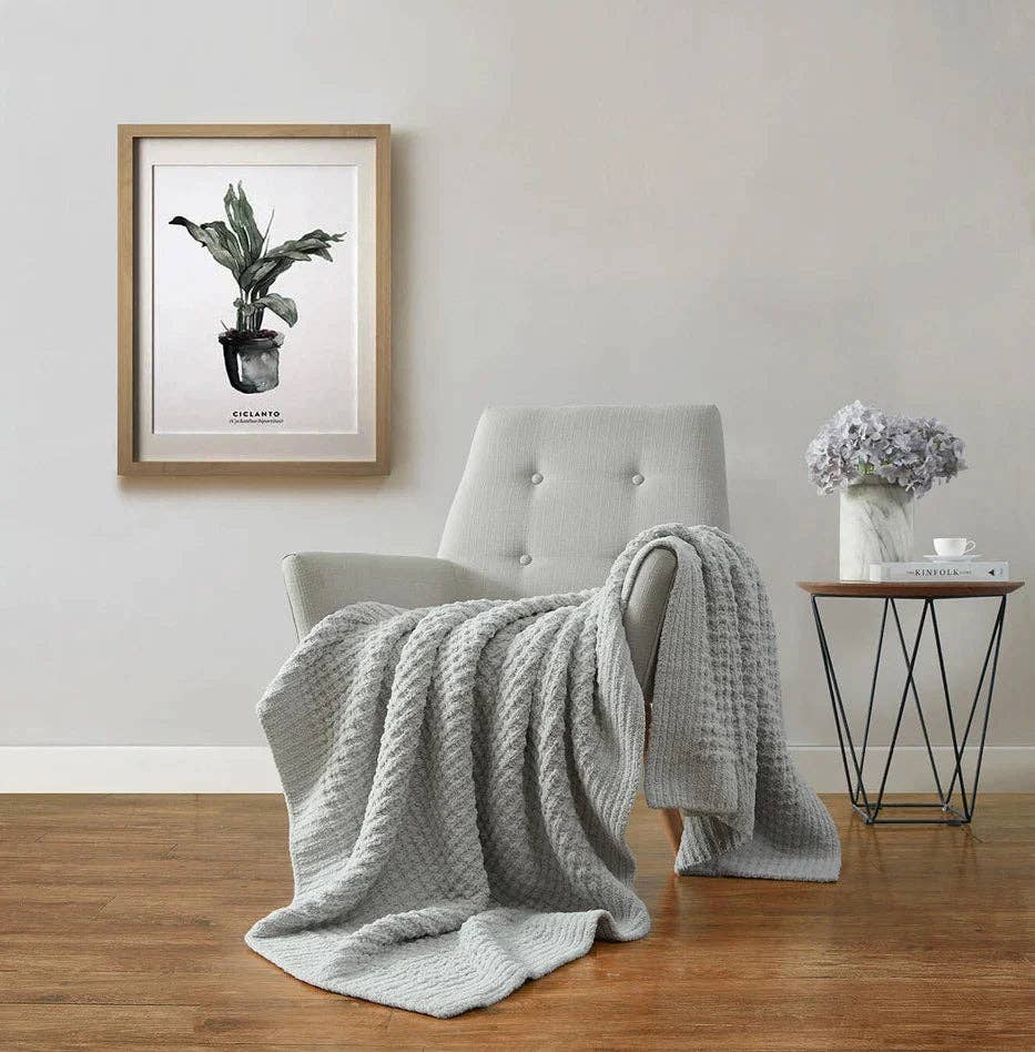 Waffle Lightweight Throw - Cloud Gray