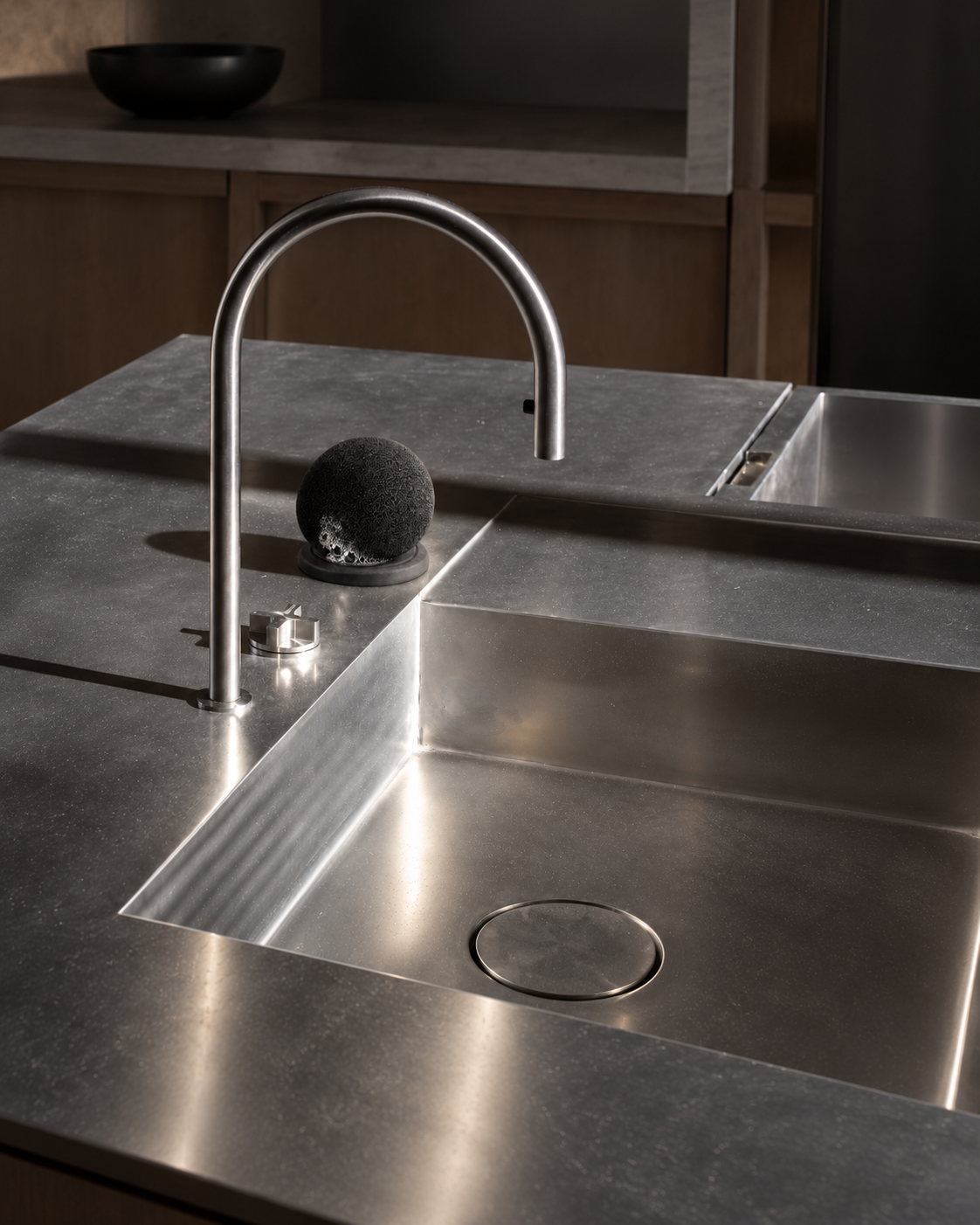 ORB Sponge by a kitchen faucet