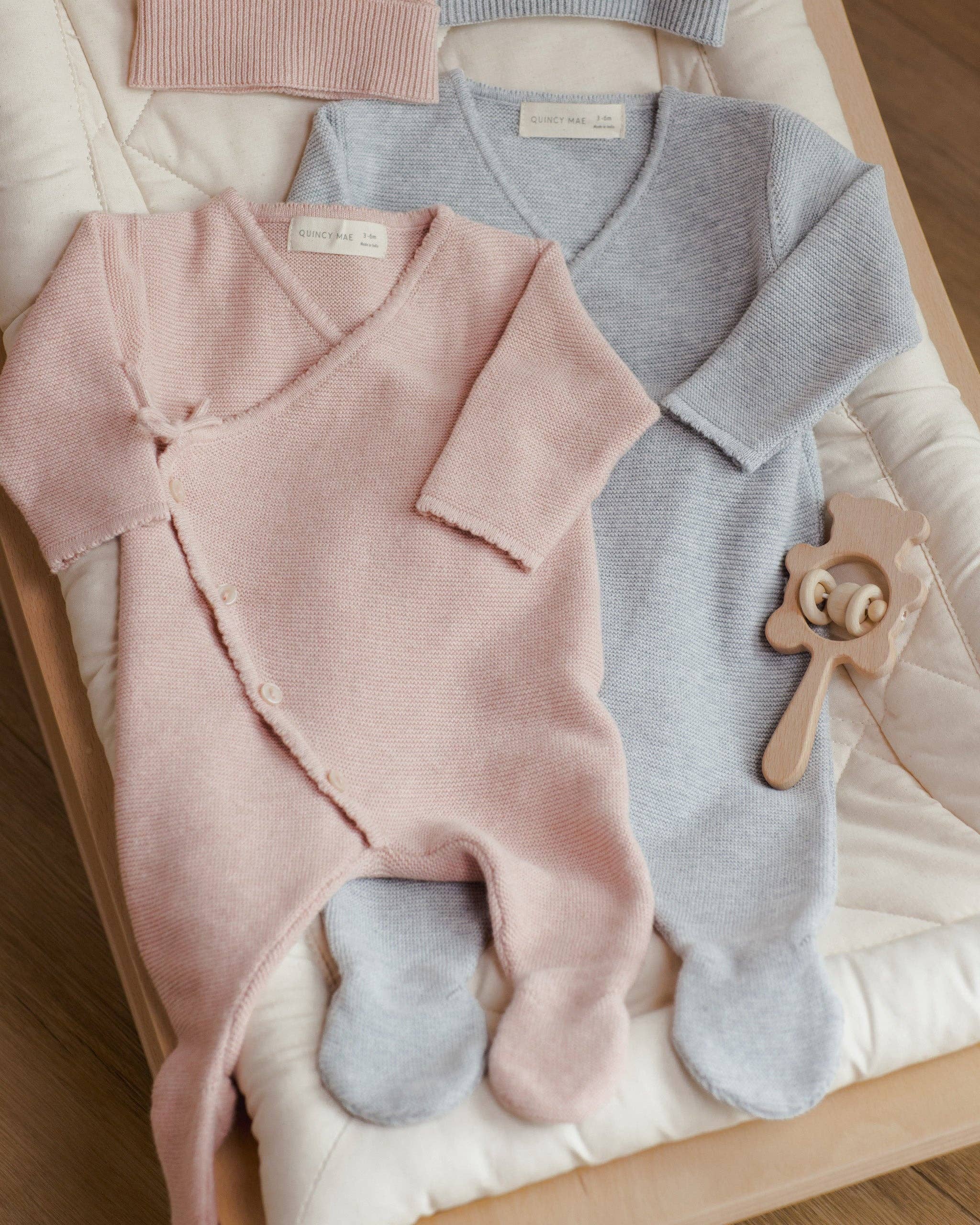 Wrap Knit Footie - Heathered Rose