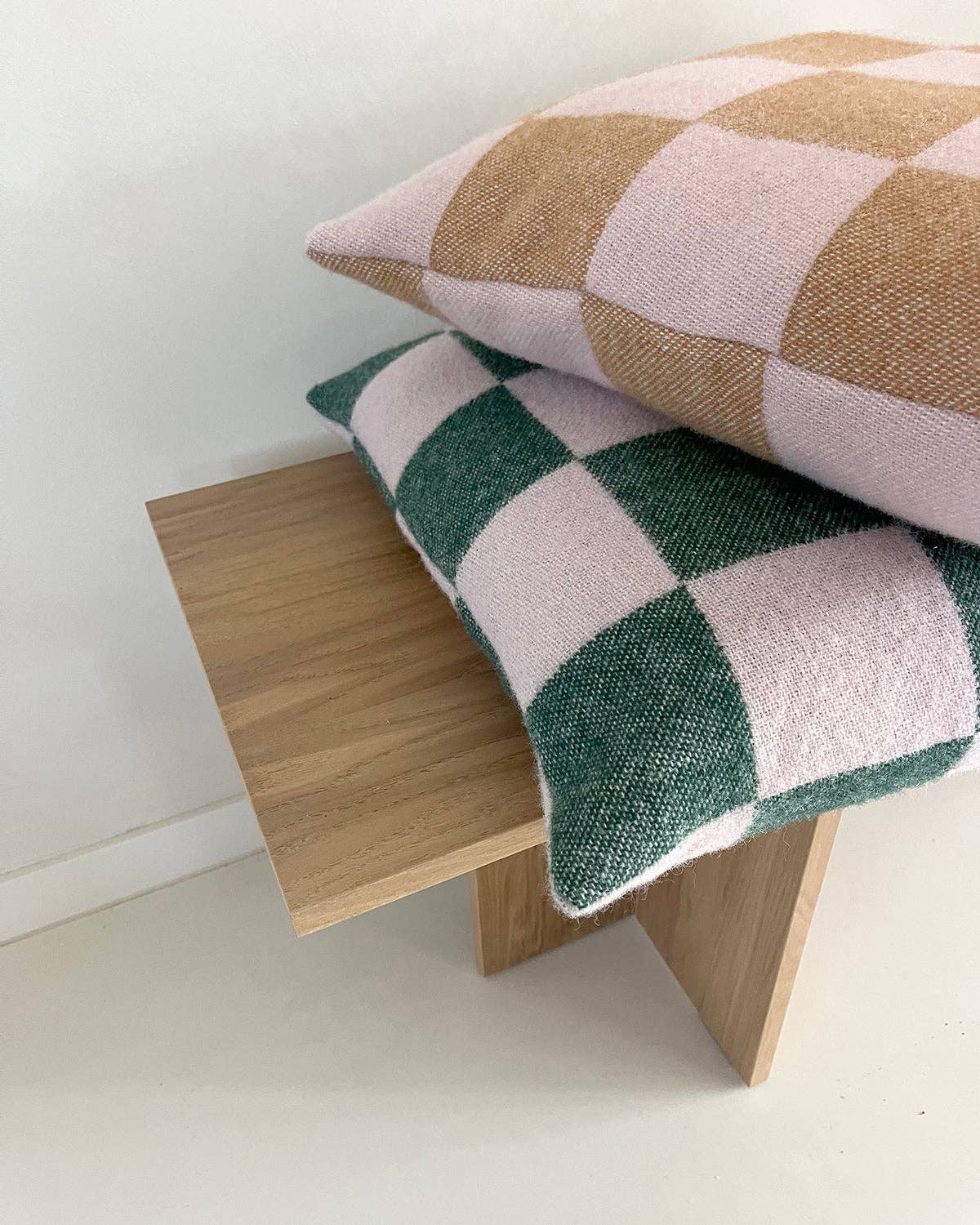 Checkerboard Cushion - Terra Brown/ Pink