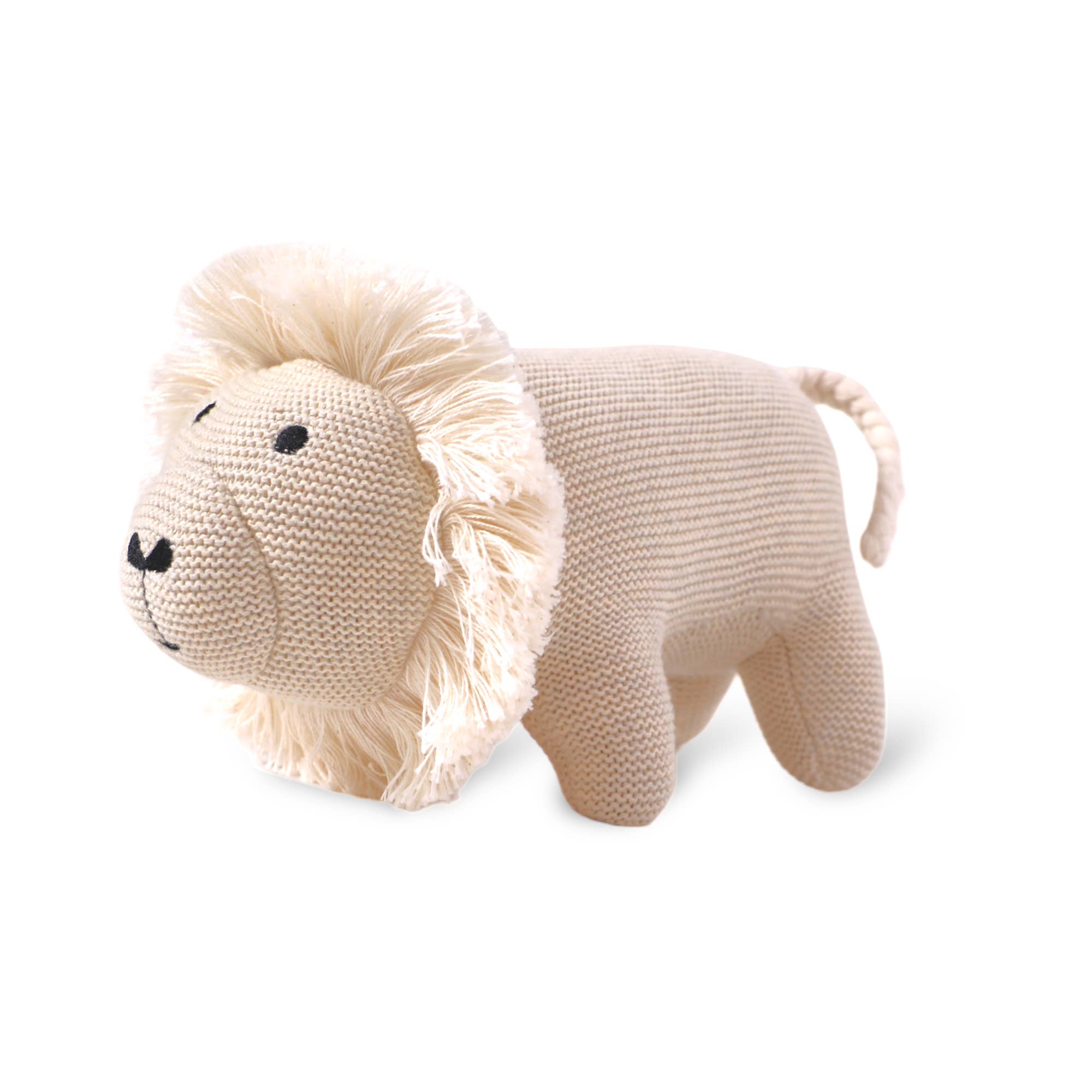 Lion Knit Stuffed Animal Soft Baby Toy (Organic Cotton): Natural Heather