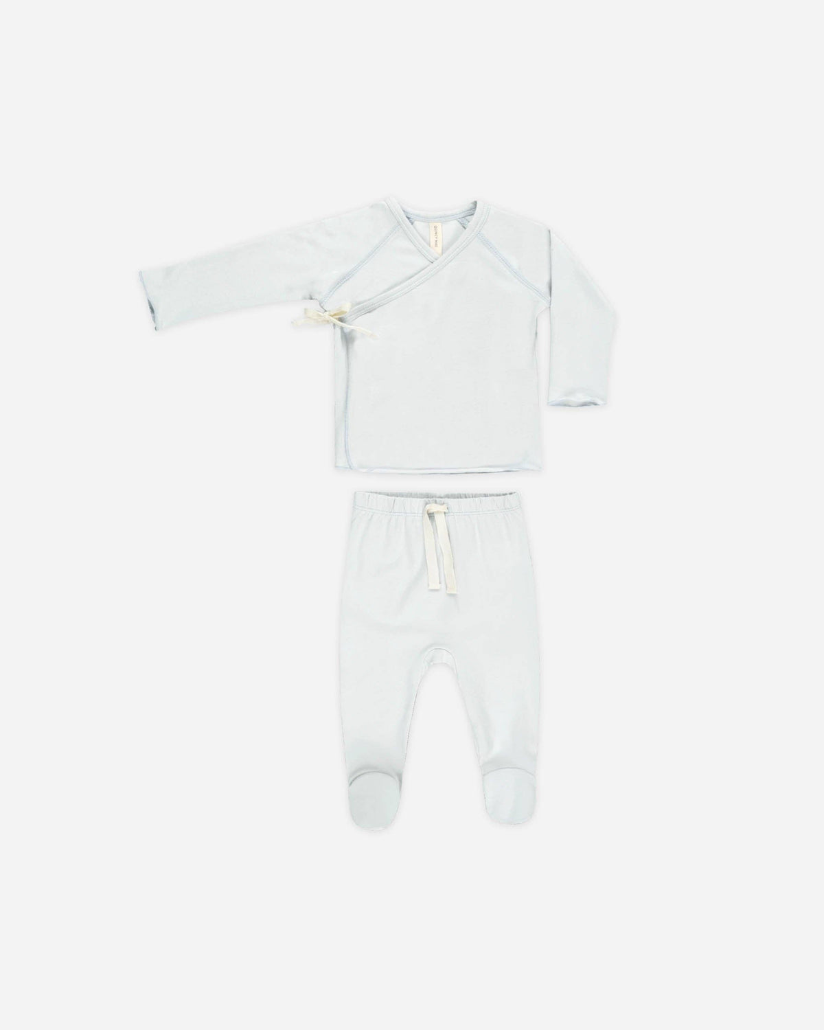 Wrap Top + Footed Pant Set - Fog
