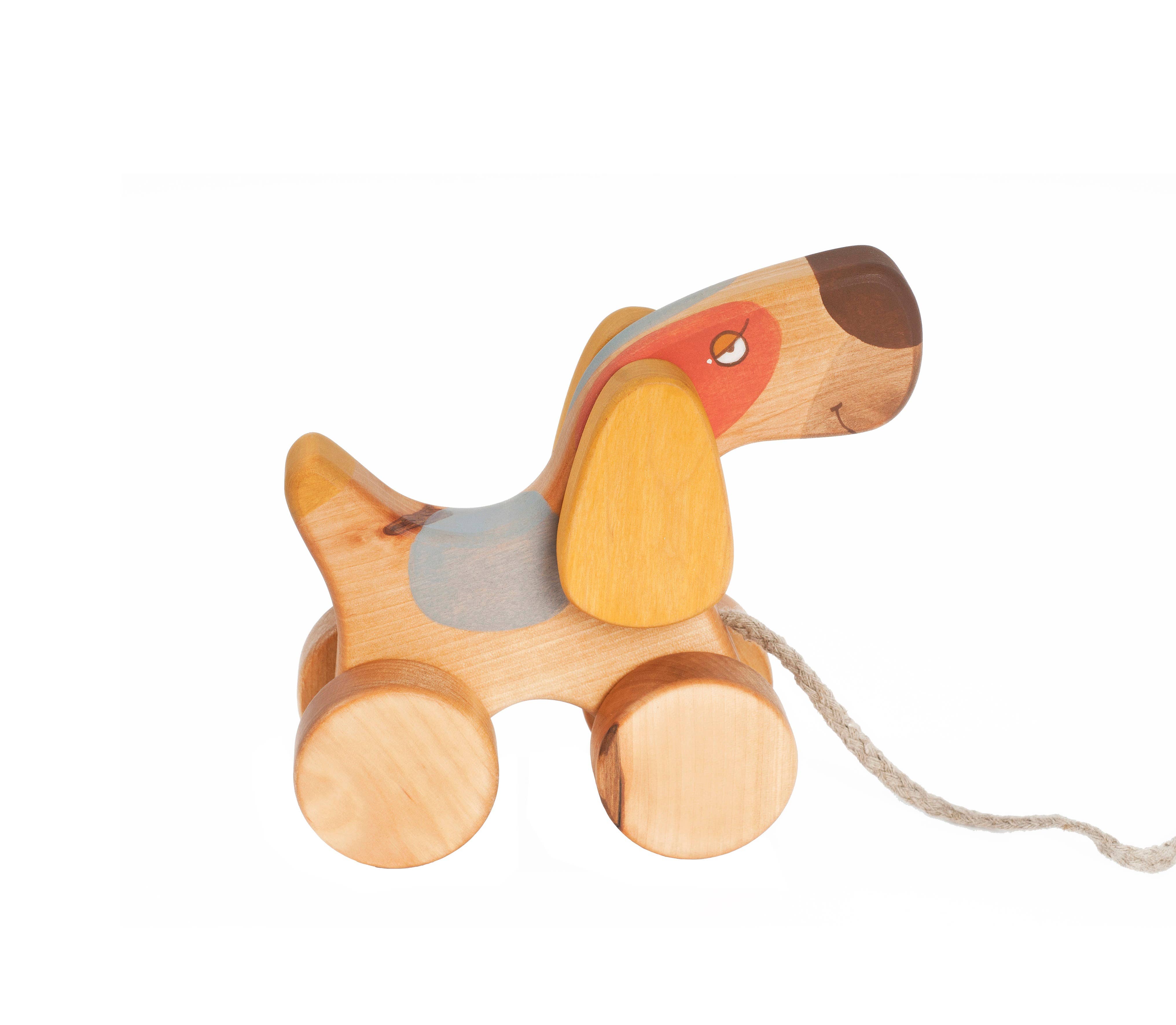 Handcrafted Wooden Dog Pull Toy