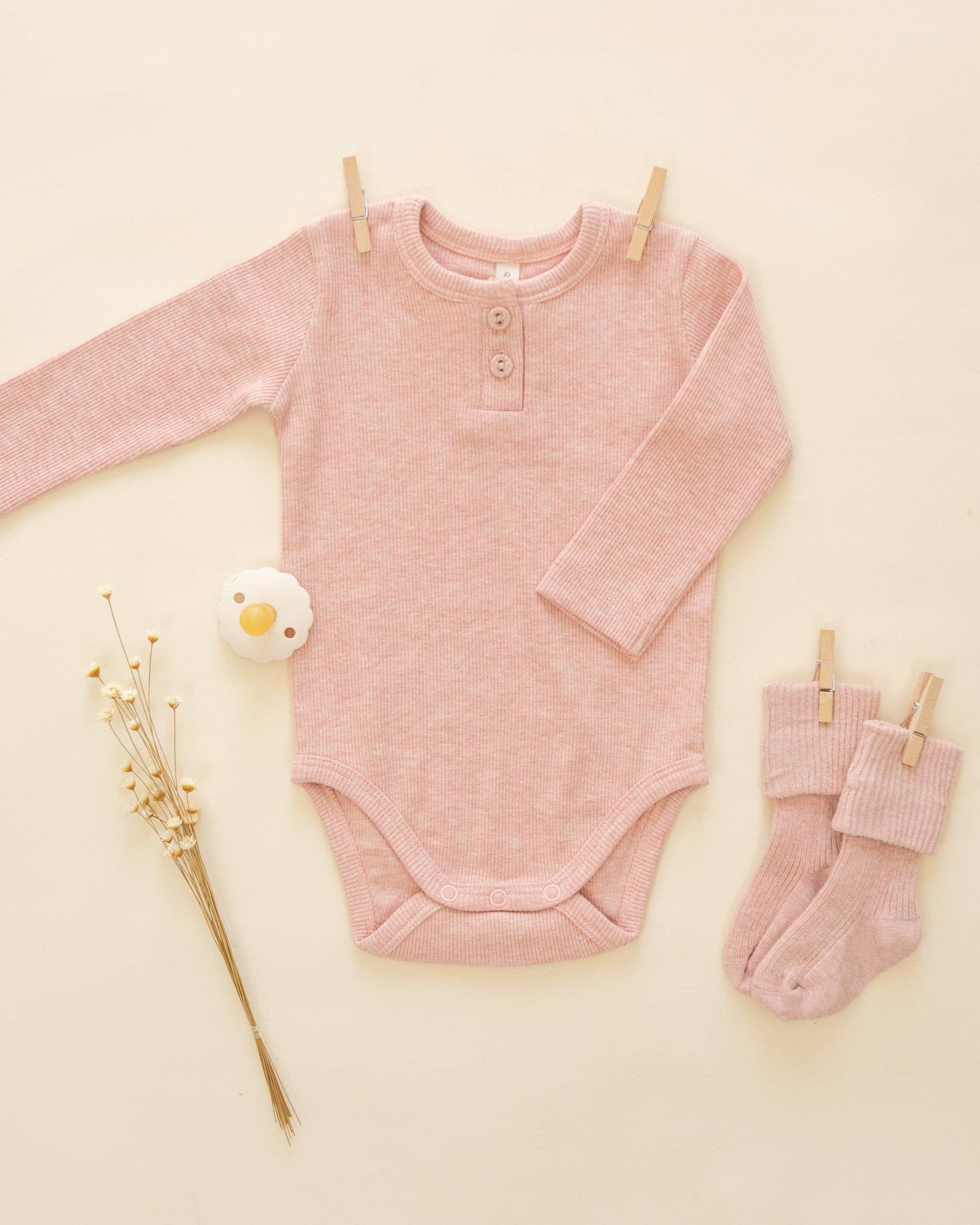 Melange Socks Oatmeal, Rose: 12-24M
