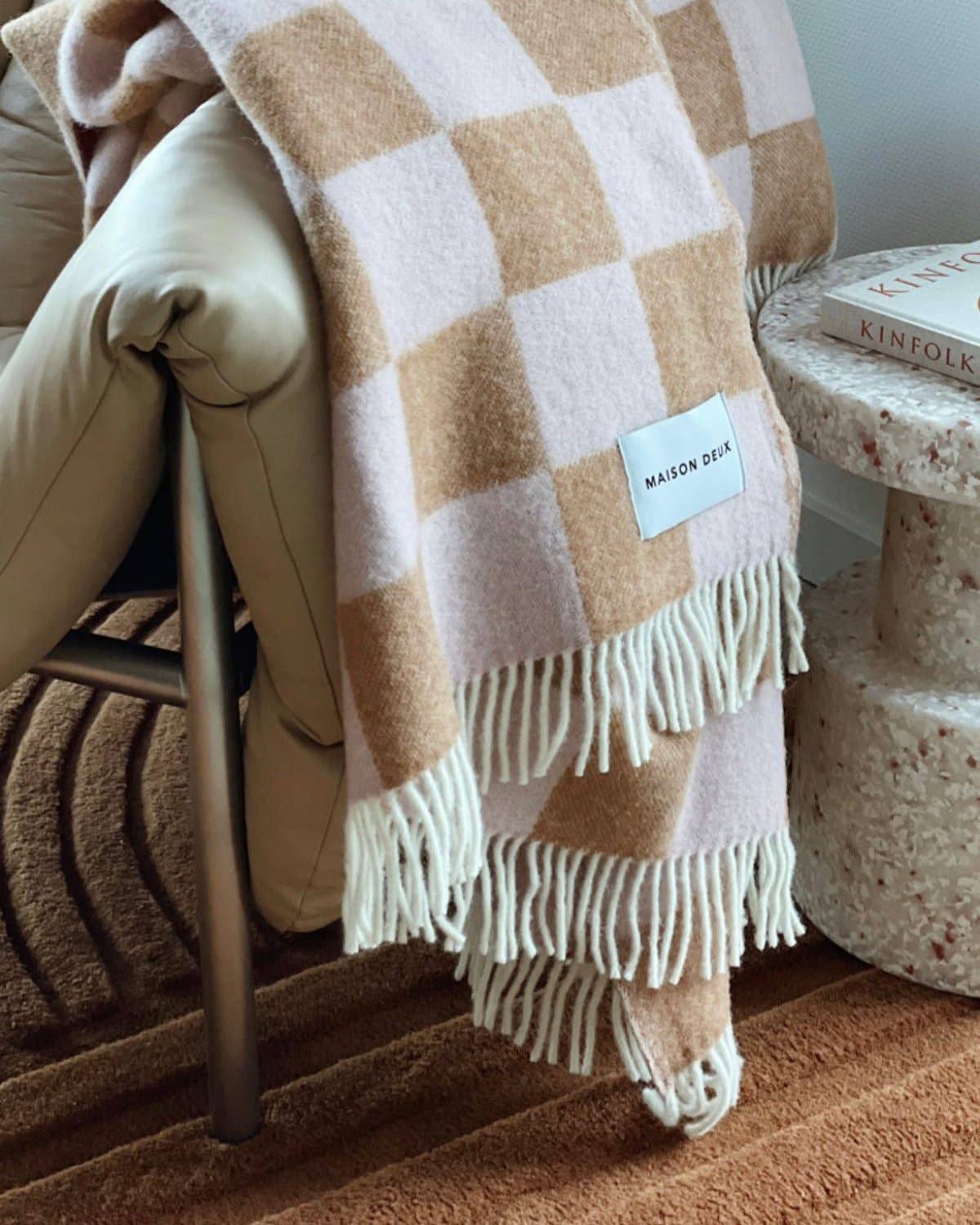 Checkerboard Blanket - Terra Brown / Pink