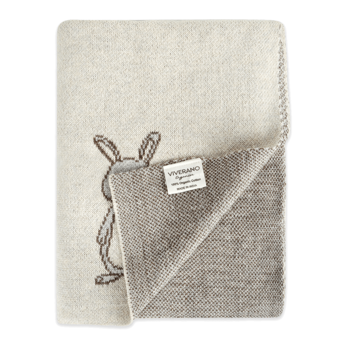 Bunny Mommy and Me Knit Blanket, folded