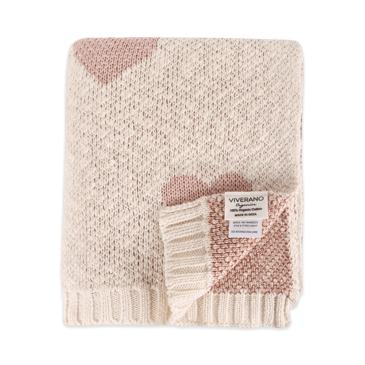 Loving Hearts Knit Blanket, folded