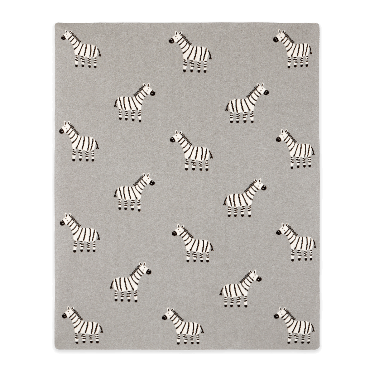 Zebra Knit Blanket in Grey Heather
