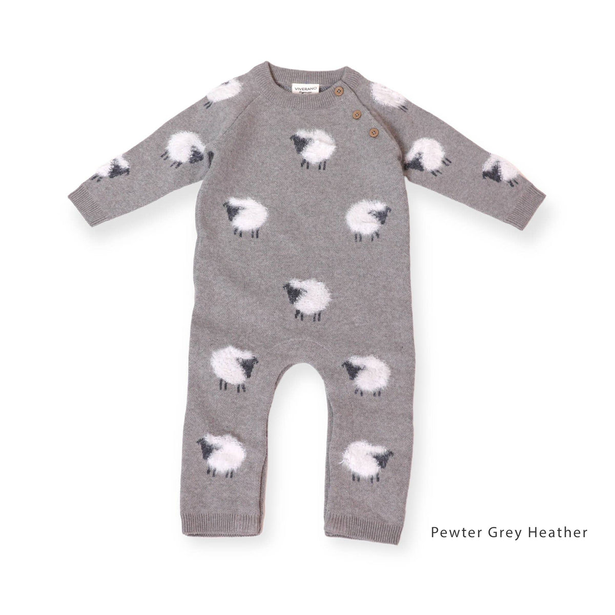 Furry Sheep Knit Jumpsuit, Pewter Gray Heather