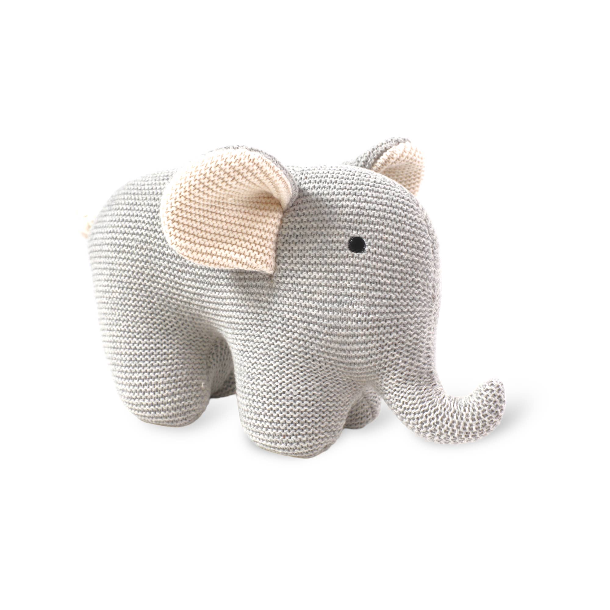 Elephant Knit Stuffed Animal Soft Baby Toy (Organic Cotton): Grey Heather