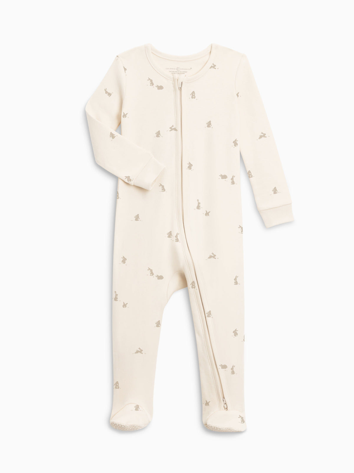 Peyton Zipper Sleeper Bunny Oat Clay flat front