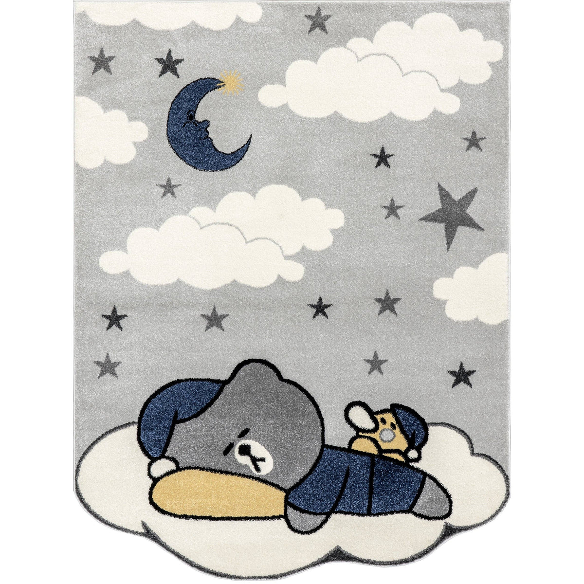 Ryder Sleeping Bear Rug, Light Grey, 8 by 10 ft