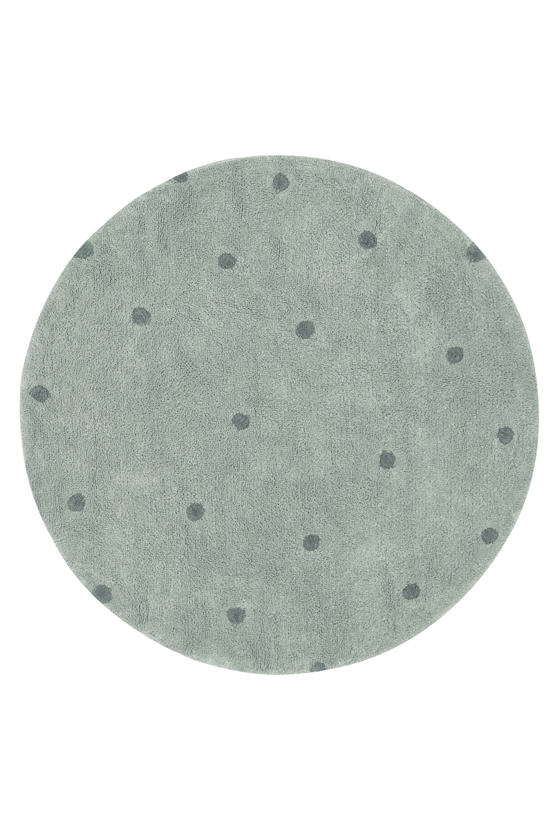 Washable rug Round Dot  Blue Sage