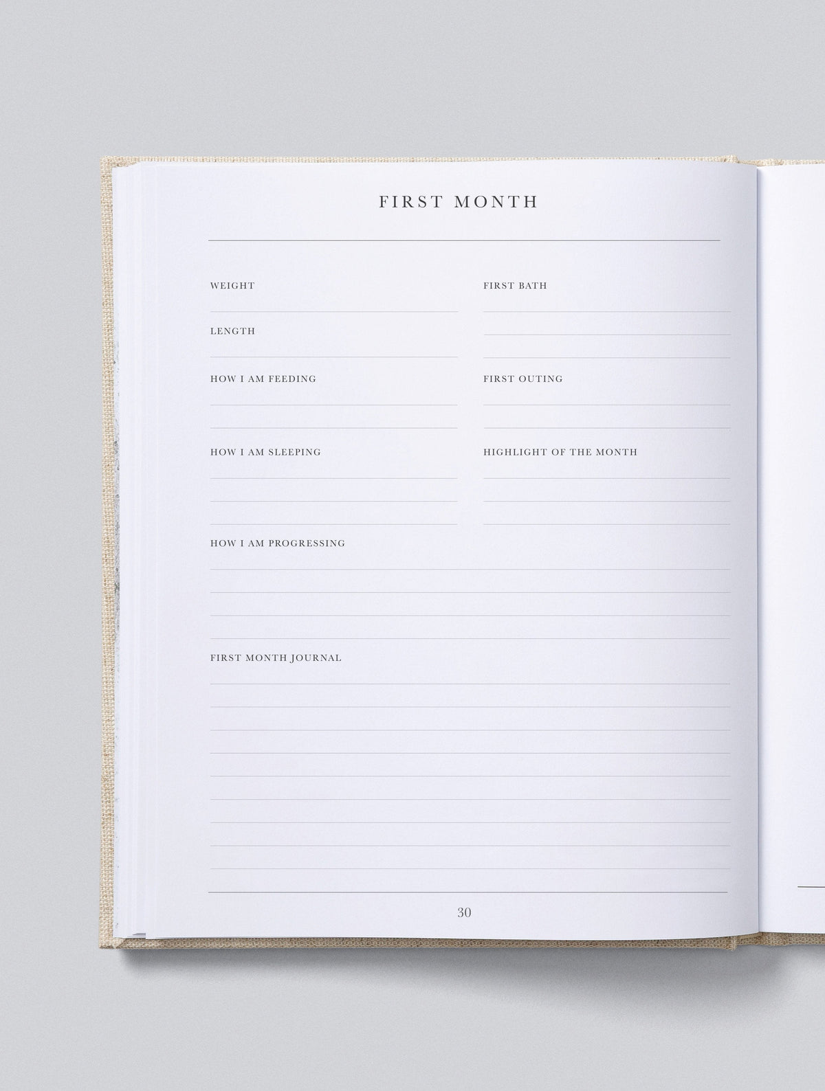 The first month pages