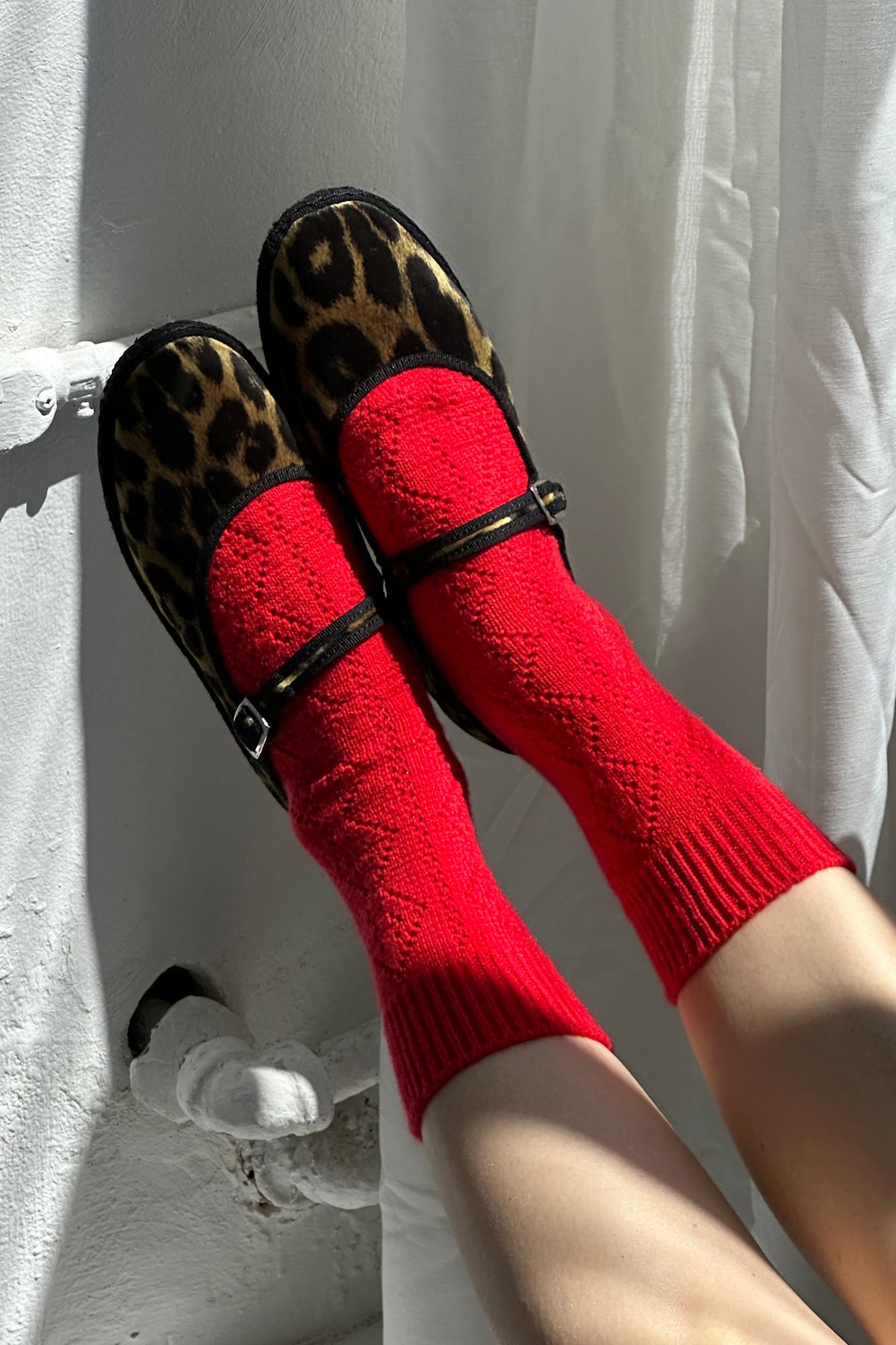 Le Bon Shoppe Cashmere Pointelle Socks in red