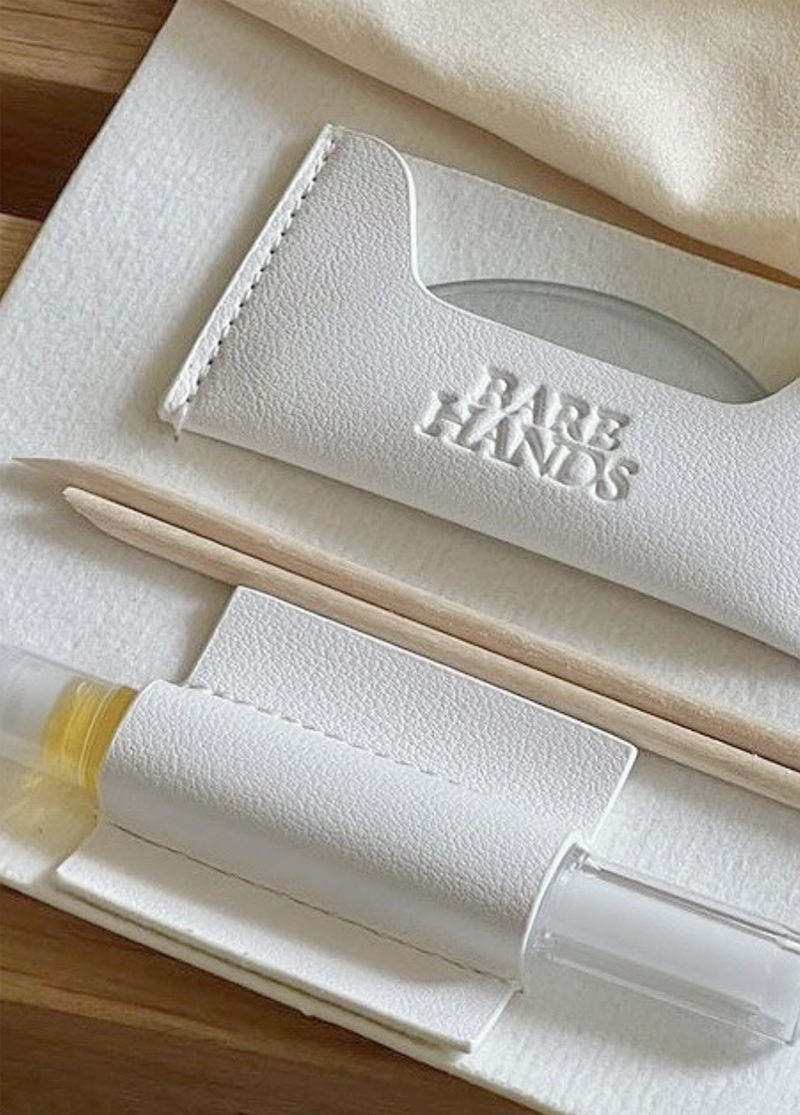 Bare Hands Dry Gloss Manicure Kit, pushers and chamois cloth