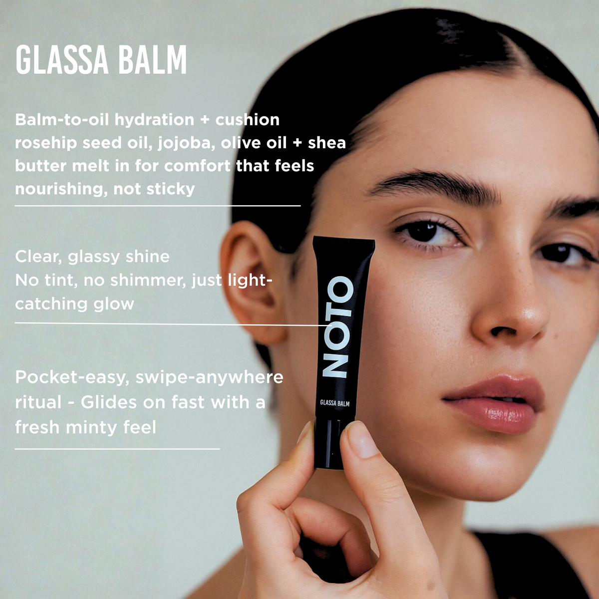 NOTO Botanics Glassa Balm in a matte black tube