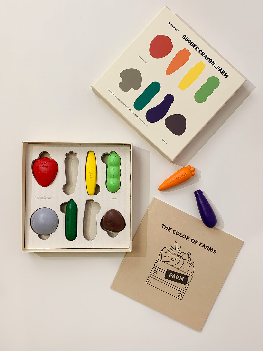 Goober fruit and vegetable crayons