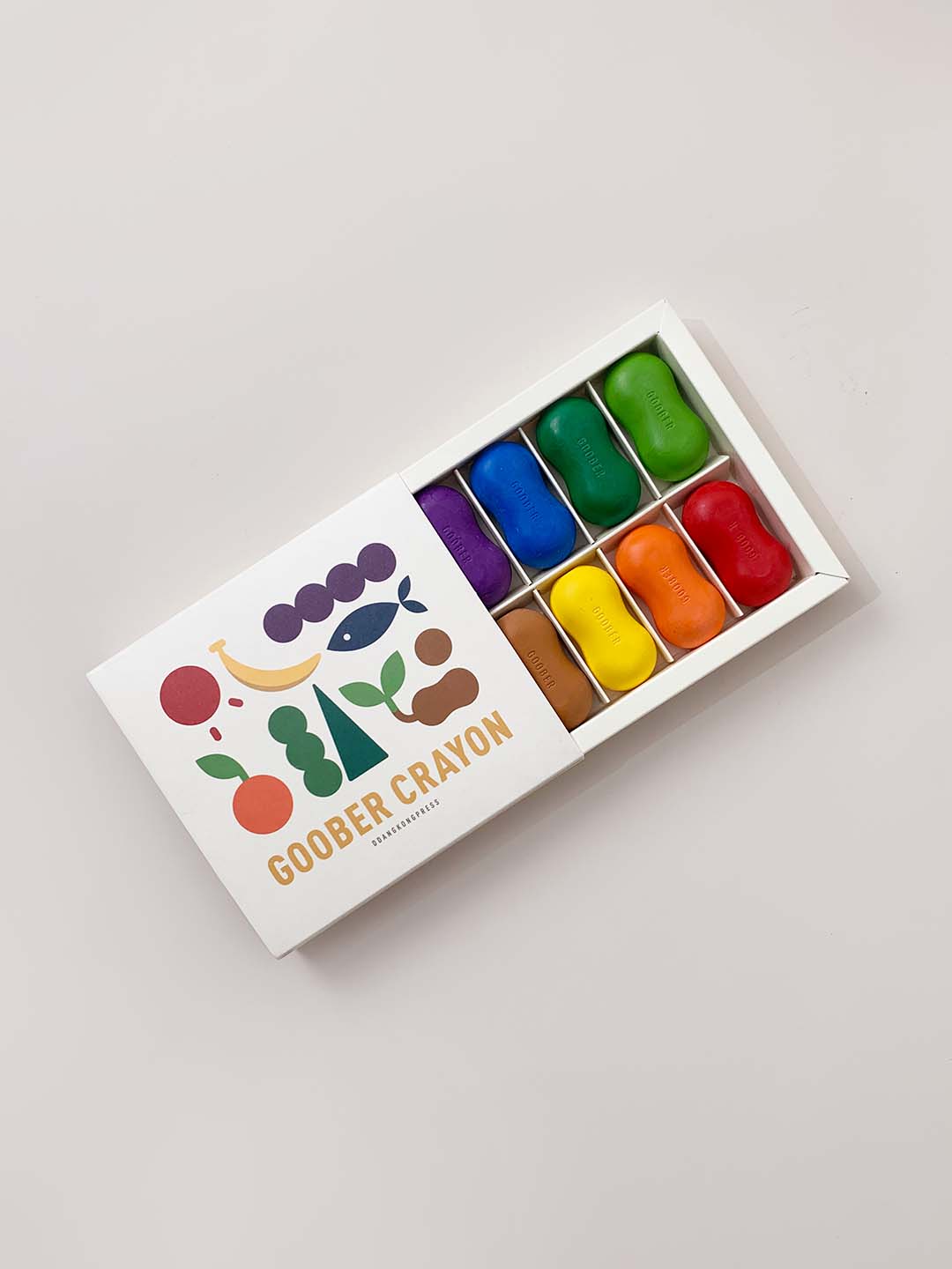 Goober peanut crayons in eight colors